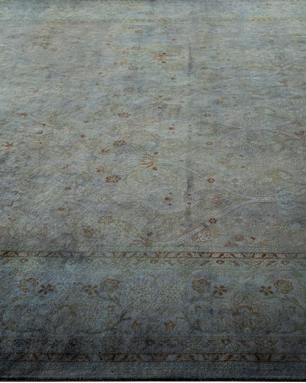 Contemporary Overdyed Hand Knotted Wool Gray Area Rug In New Condition For Sale In Norwalk, CT