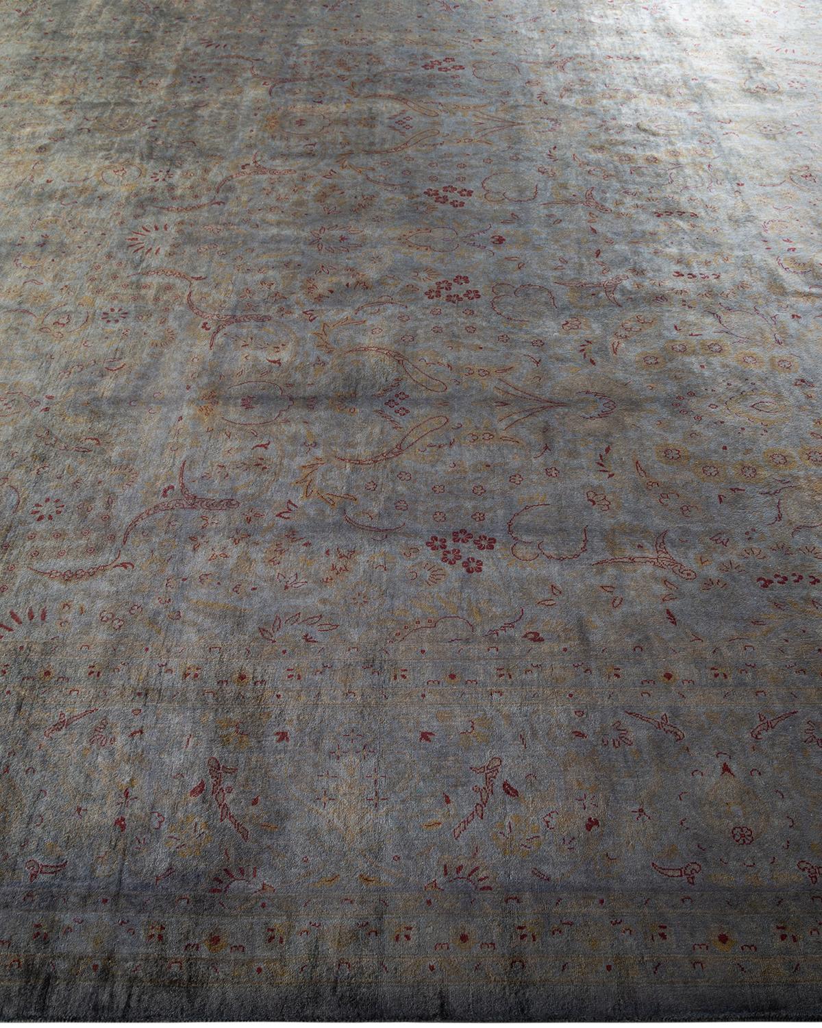 Contemporary Overdyed Hand Knotted Wool Gray Area Rug im Zustand „Neu“ im Angebot in Norwalk, CT