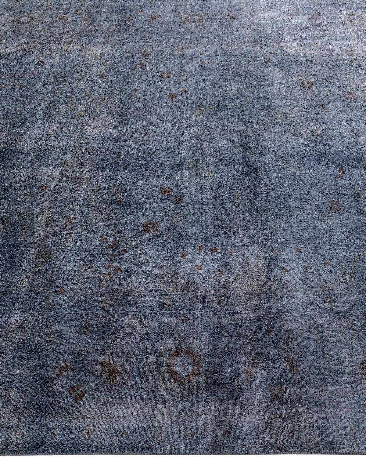 Contemporary Overdyed Hand Knotted Wool Gray Area Rug In New Condition For Sale In Norwalk, CT