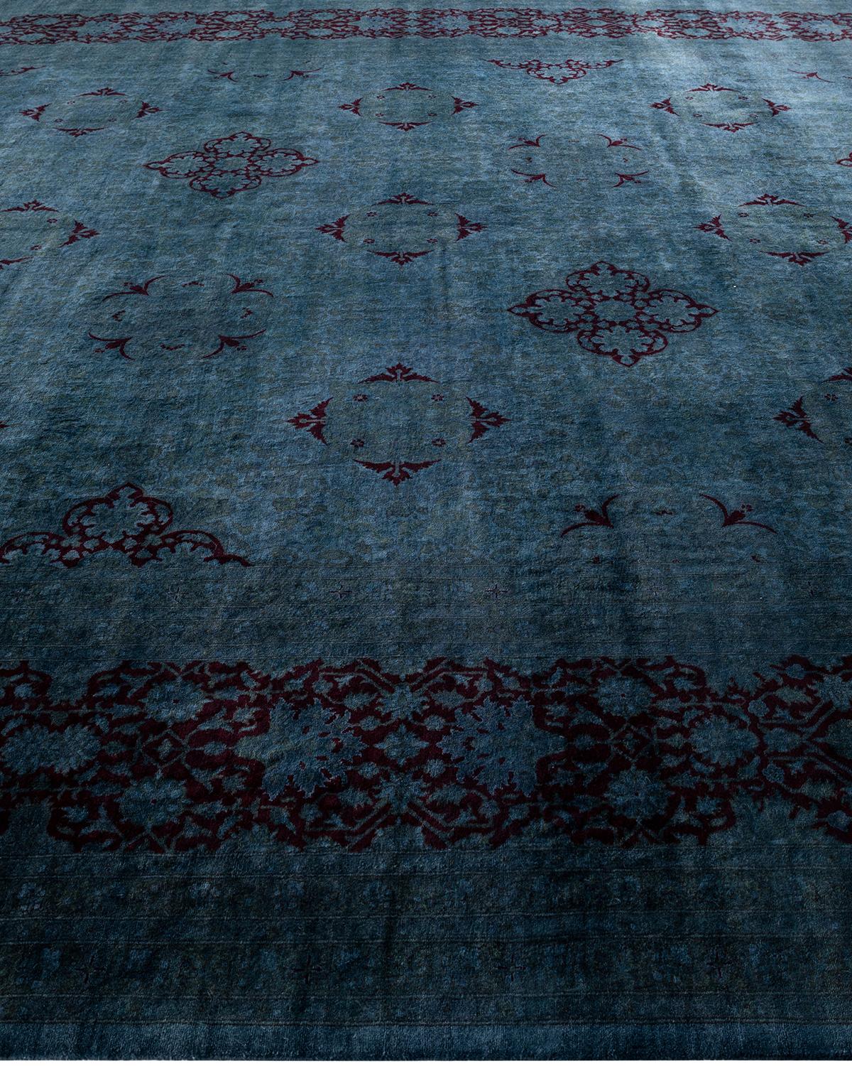 Contemporary Overdyed Hand Knotted Wool Gray Area Rug im Zustand „Neu“ im Angebot in Norwalk, CT