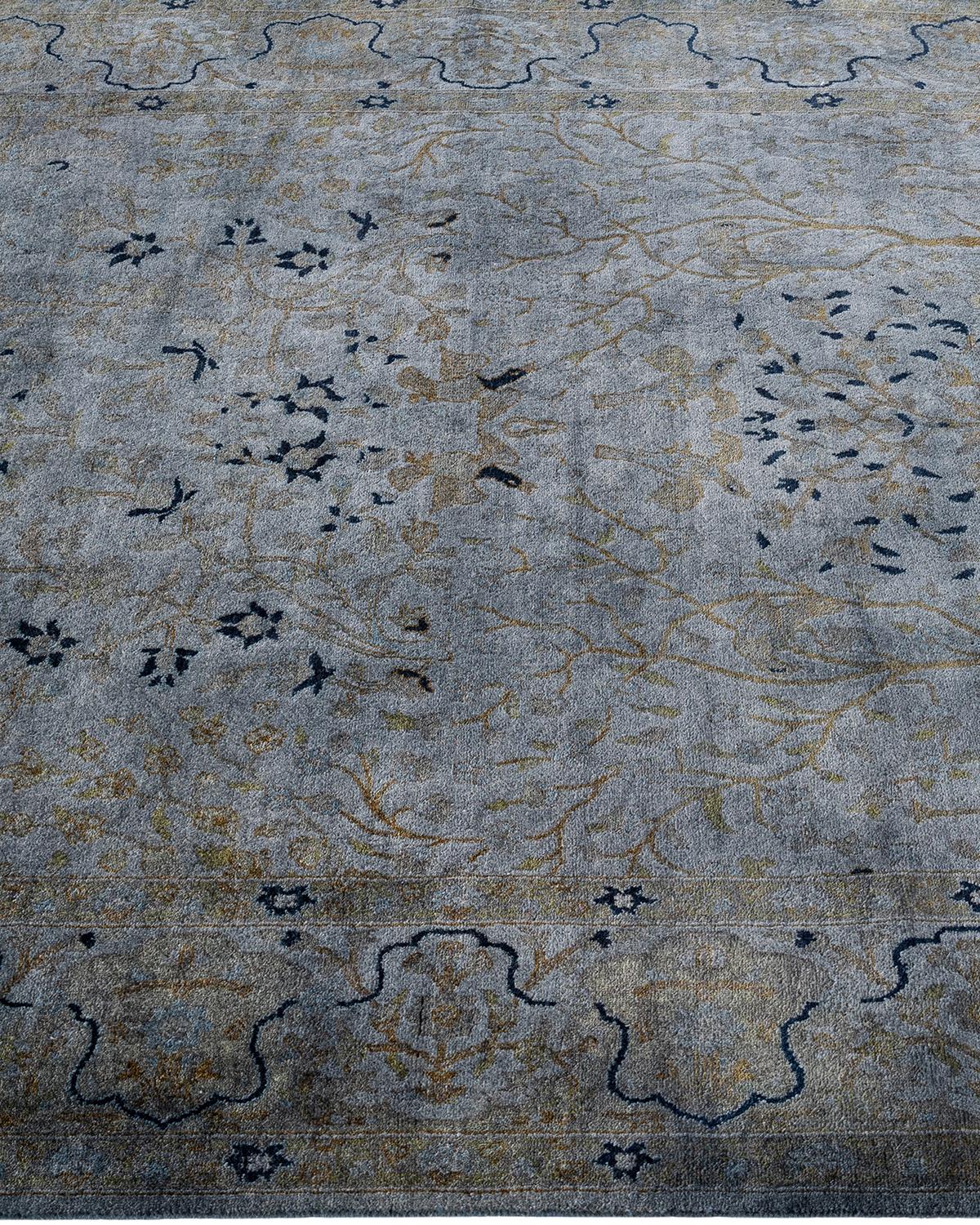 Contemporary Overdyed Hand Knotted Wool Gray Area Rug im Zustand „Neu“ im Angebot in Norwalk, CT