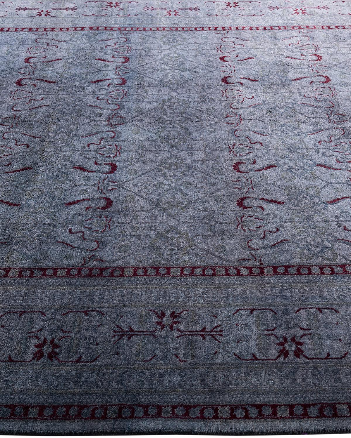 Contemporary Overdyed Hand Knotted Wool Gray Area Rug In New Condition For Sale In Norwalk, CT