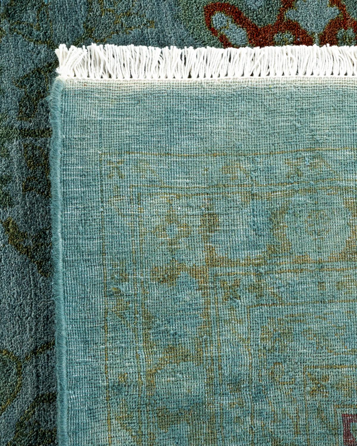 Contemporary Overdyed Hand Knotted Wool Gray Area Rug For Sale 1