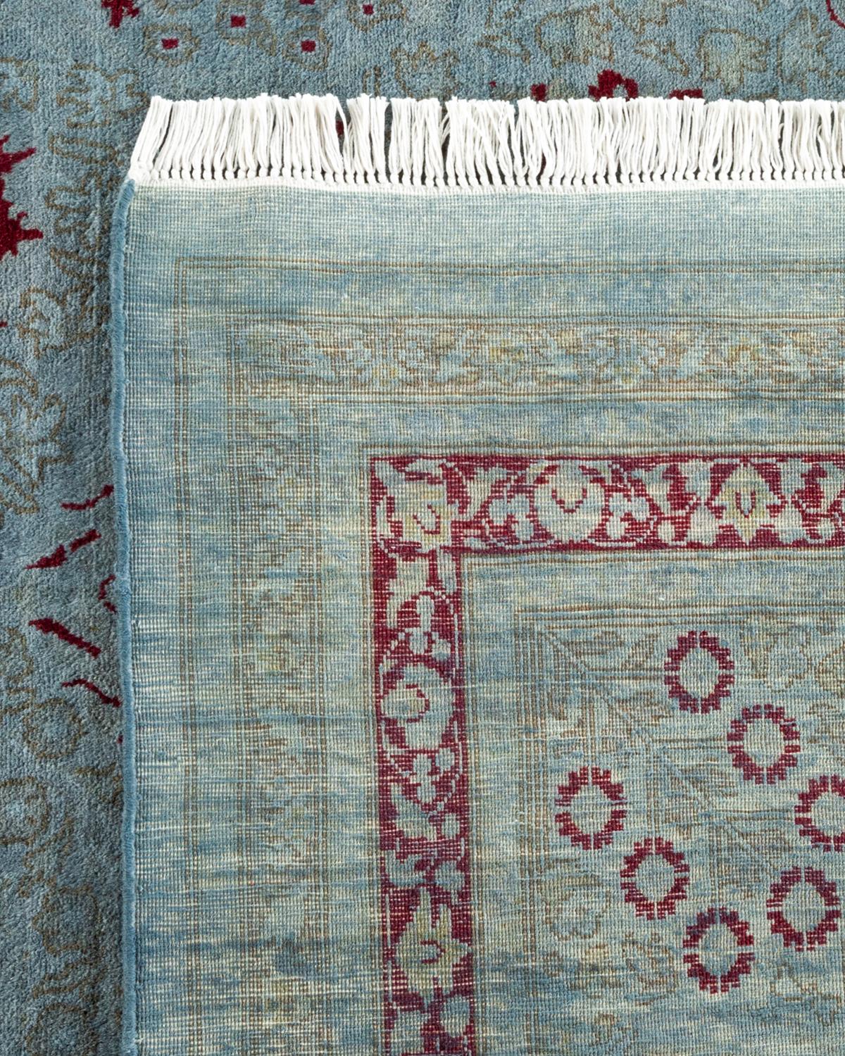 Contemporary Overdyed Hand Knotted Wool Gray Area Rug For Sale 1