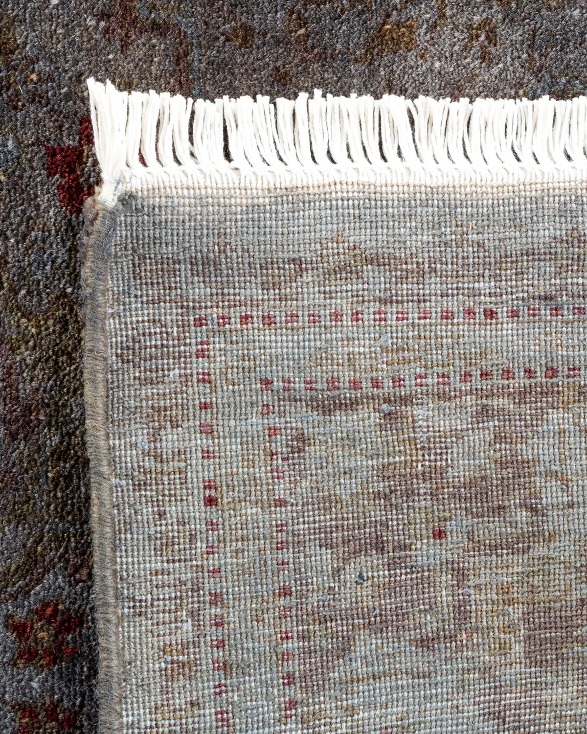Contemporary Overdyed Hand Knotted Wool Gray Area Rug (21. Jahrhundert und zeitgenössisch) im Angebot