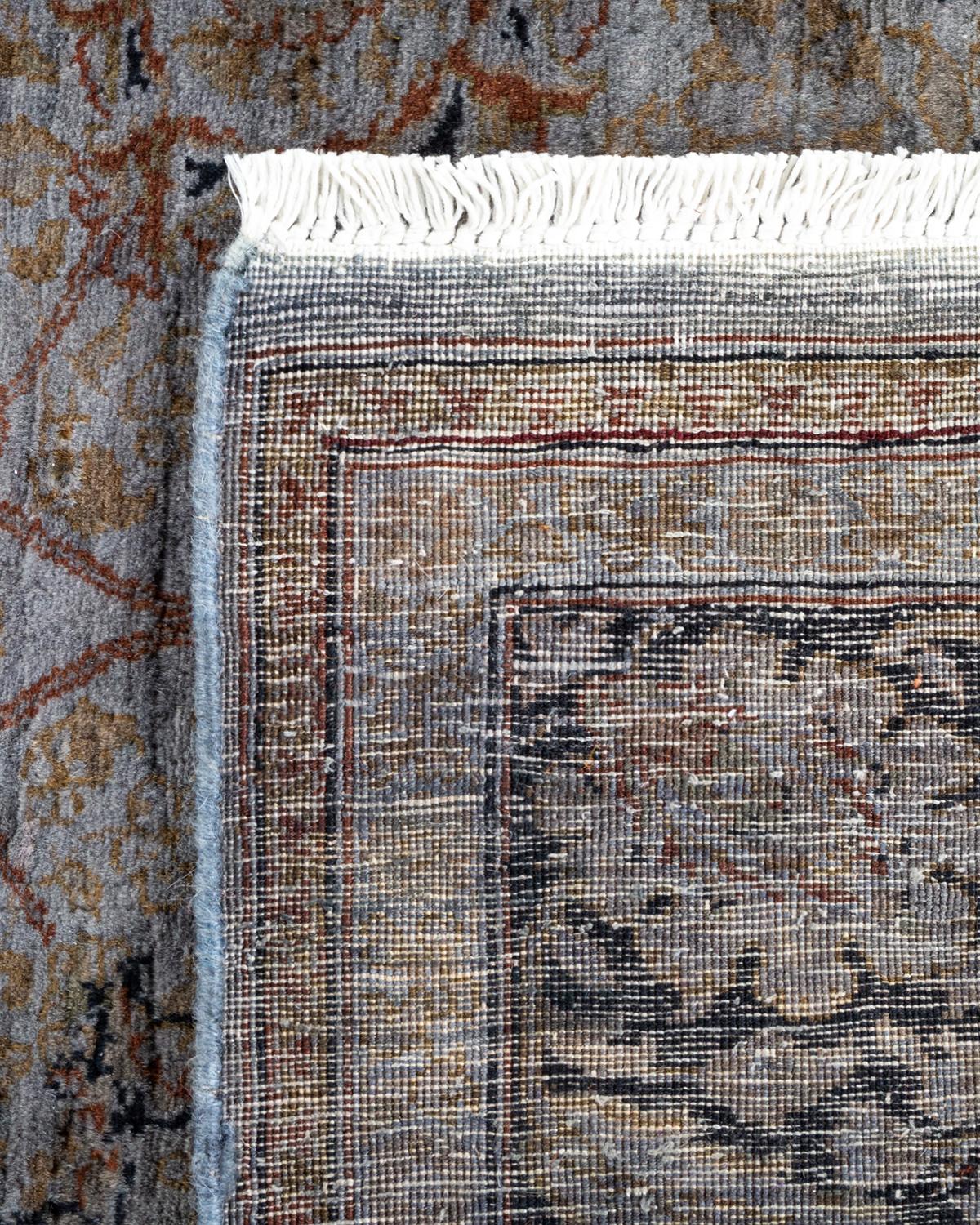 Contemporary Overdyed Hand Knotted Wool Gray Area Rug (21. Jahrhundert und zeitgenössisch) im Angebot