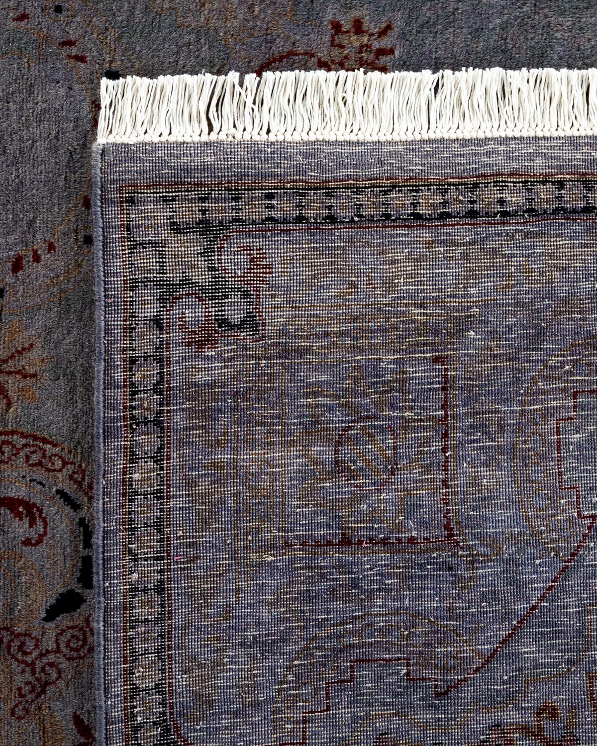 XXIe siècle et contemporain Contemporary Overdyed Hand Knotted Wool Gray Area Rug (Tapis de sol surdimensionné en laine grise nouée à la main) en vente