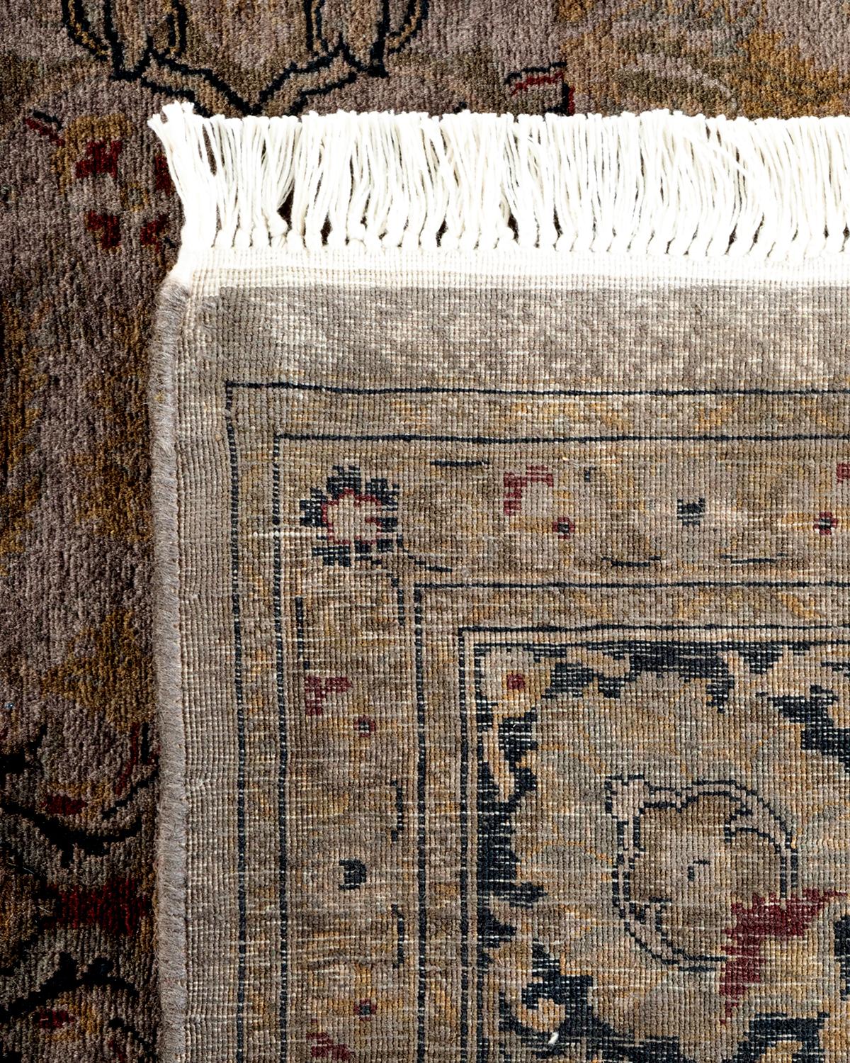 Contemporary Overdyed Hand Knotted Wool Gray Area Rug For Sale 1