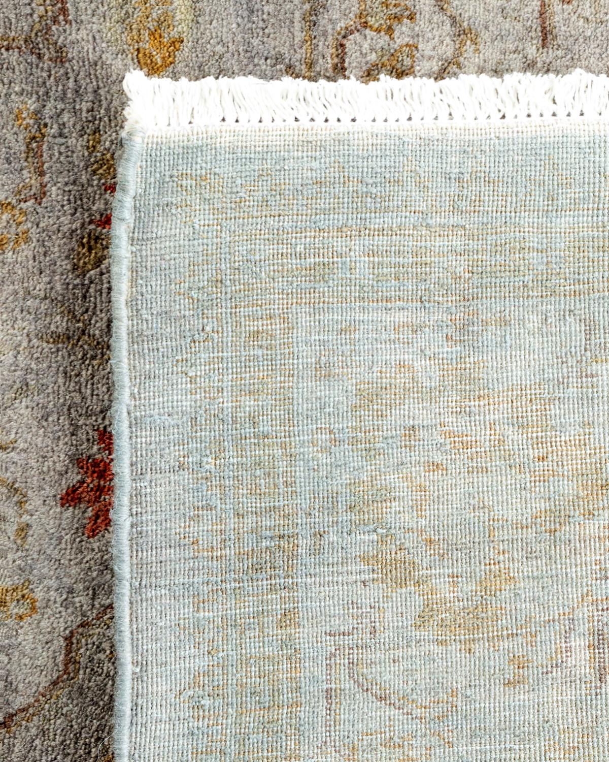 Contemporary Overdyed Hand Knotted Wool Gray Area Rug For Sale 1