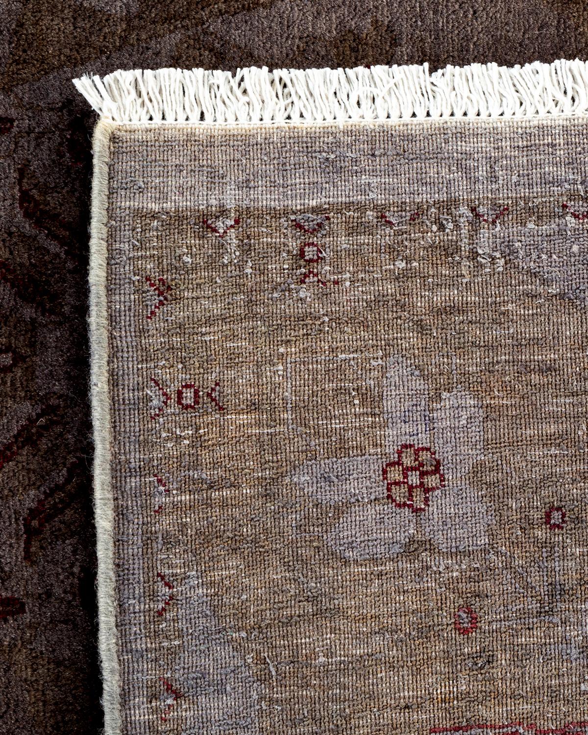 Contemporary Overdyed Hand Knotted Wool Gray Area Rug (21. Jahrhundert und zeitgenössisch) im Angebot