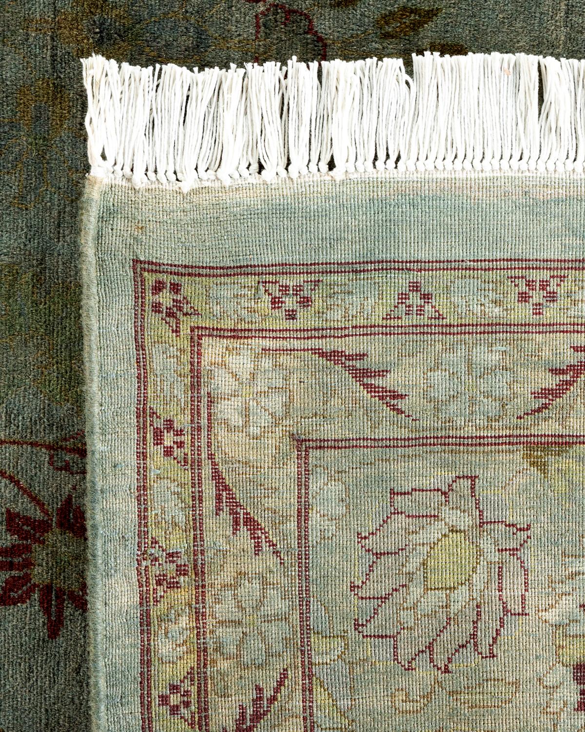 Contemporary Overdyed Hand Knotted Wool Gray Area Rug For Sale 1
