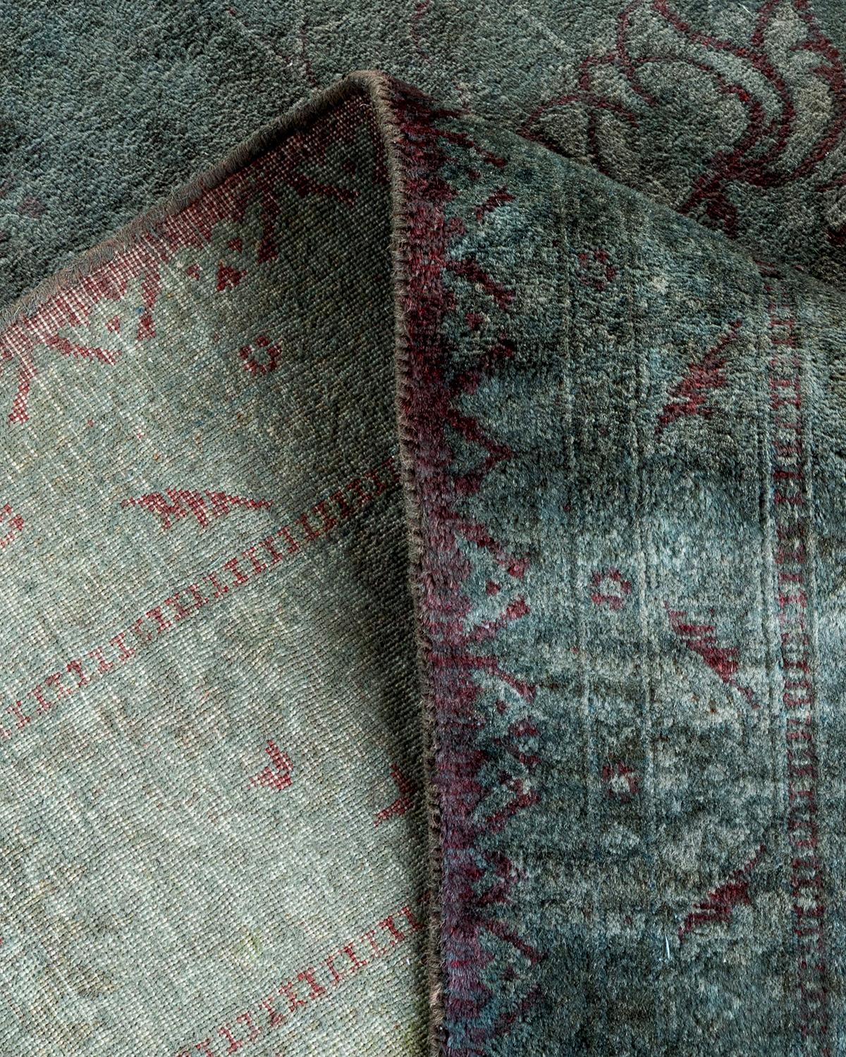 Alfombra de lana teñida a mano gris contemporánea Lana en venta