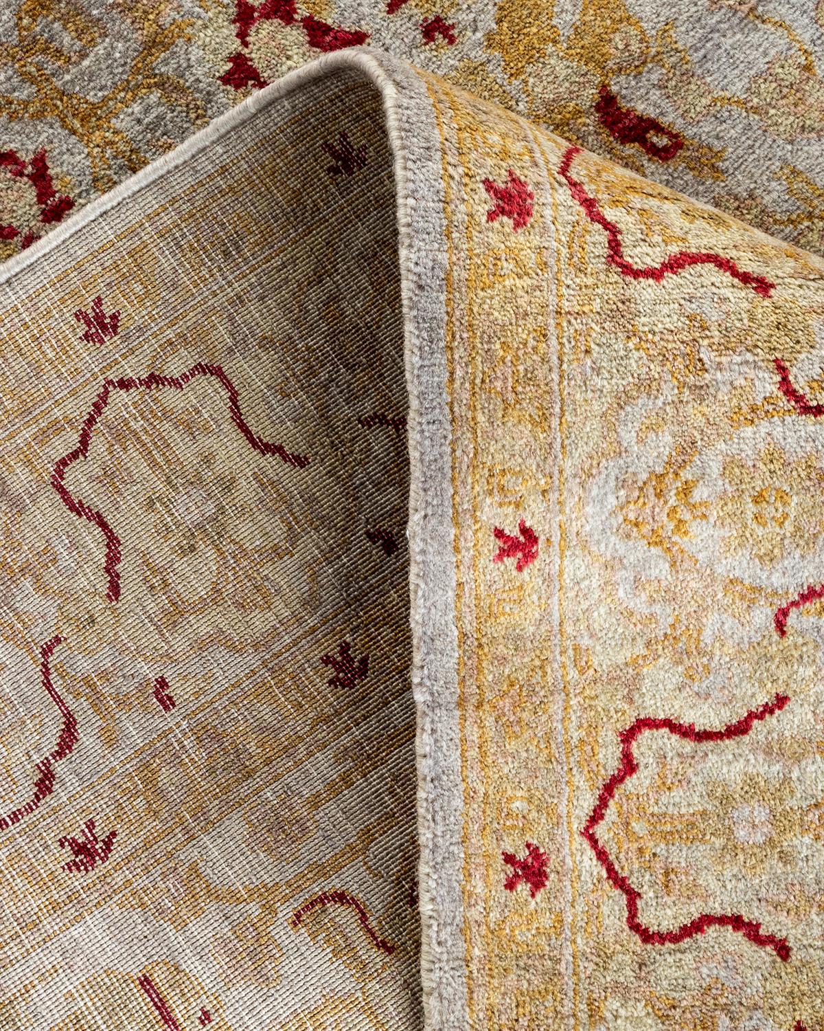 Contemporary Overdyed Hand Knotted Wool Gray Area Rug For Sale 2
