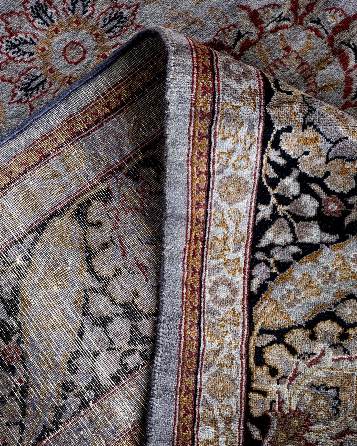 Lana Contemporary Overdyed Hand Knotted Wool Gray Area Rugs (Tappeto di lana grigio) in vendita