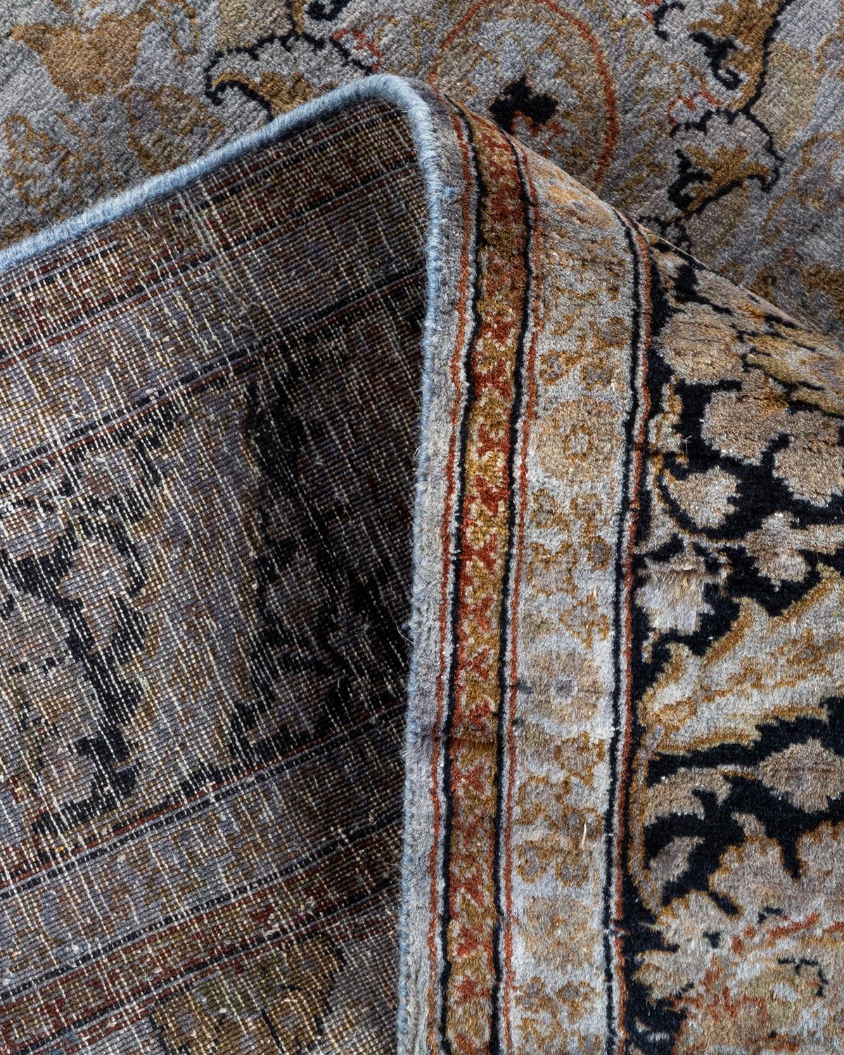 Contemporary Overdyed Hand Knotted Wool Gray Area Rug (Wolle) im Angebot
