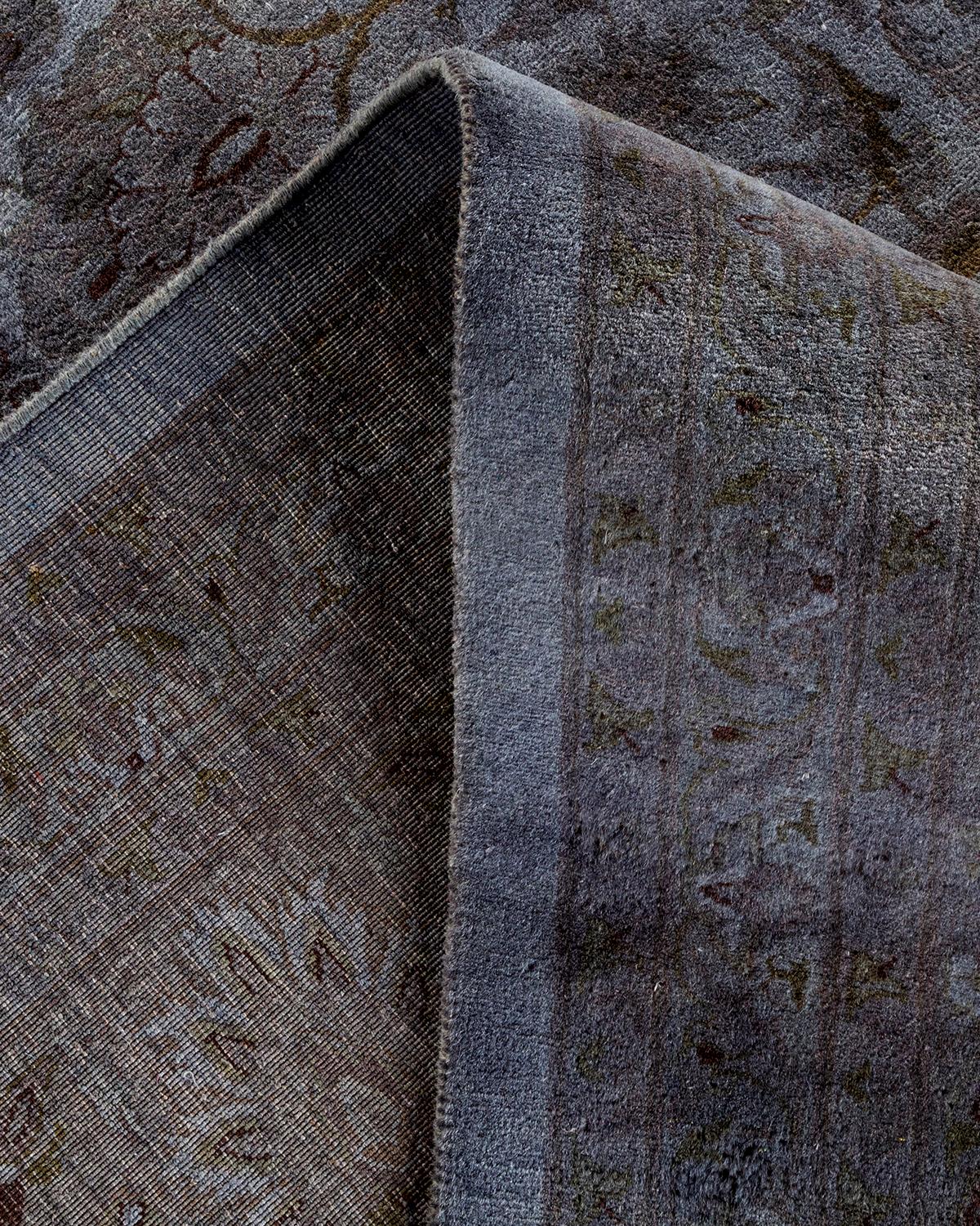 Alfombra de lana teñida a mano gris contemporánea Lana en venta