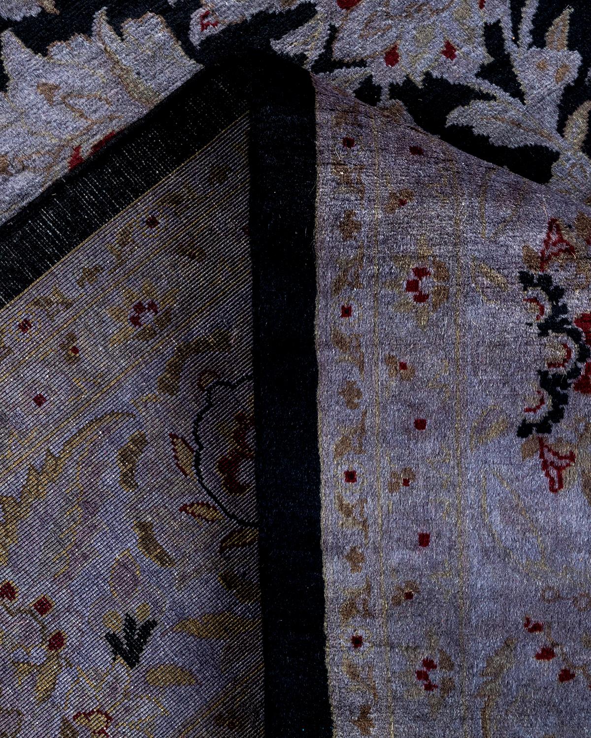 Alfombra de lana teñida a mano gris contemporánea Lana en venta