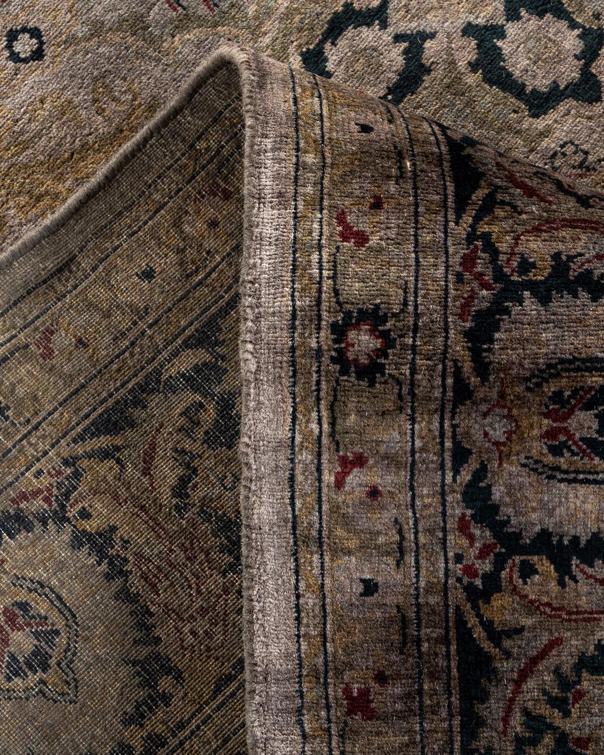 Contemporary Overdyed Hand Knotted Wool Gray Area Rug For Sale 2