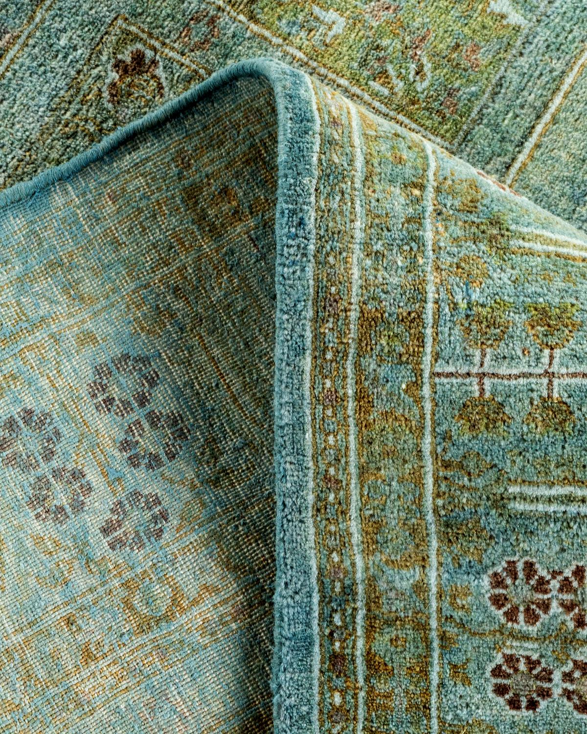Contemporary Overdyed Hand Knotted Wool Gray Area Rug For Sale 2