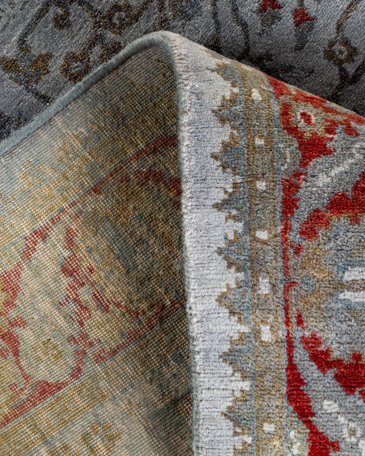 Lana Contemporary Overdyed Hand Knotted Wool Gray Area Rugs (Tappeto di lana grigio) in vendita