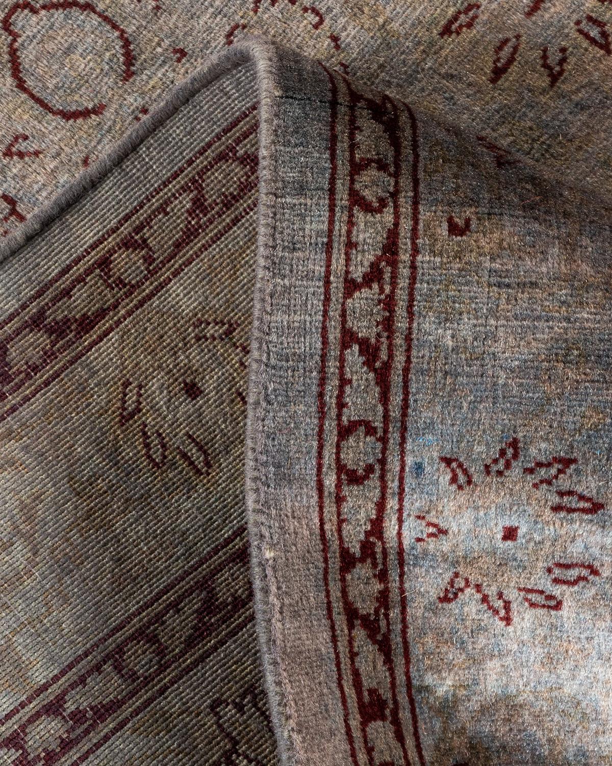 Alfombra de lana teñida a mano gris contemporánea Lana en venta