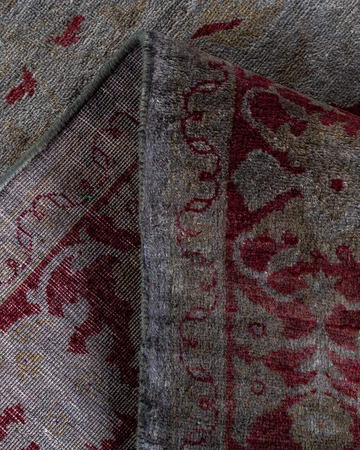 Alfombra de lana teñida a mano gris contemporánea Lana en venta