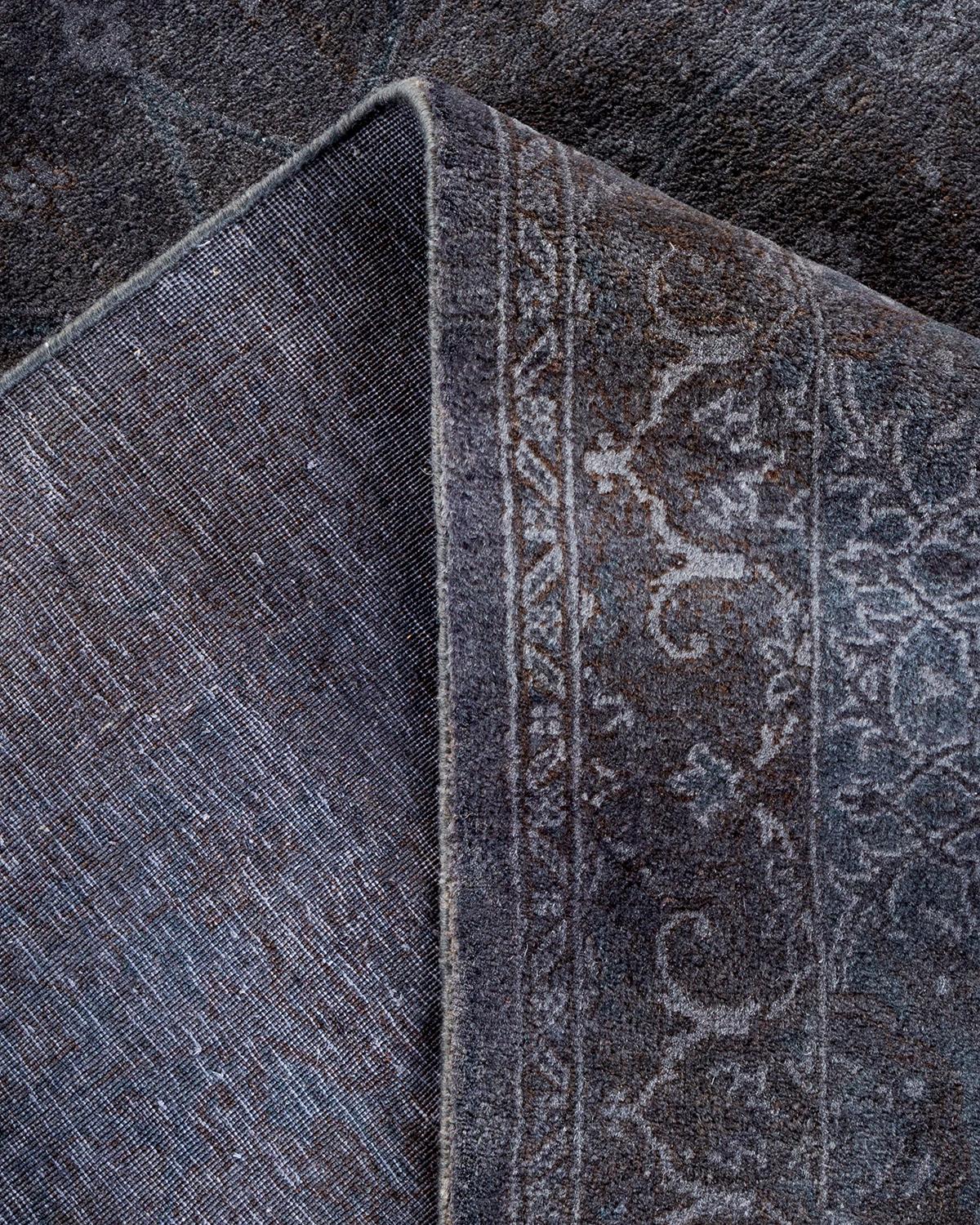 Alfombra de lana teñida a mano gris contemporánea Lana en venta