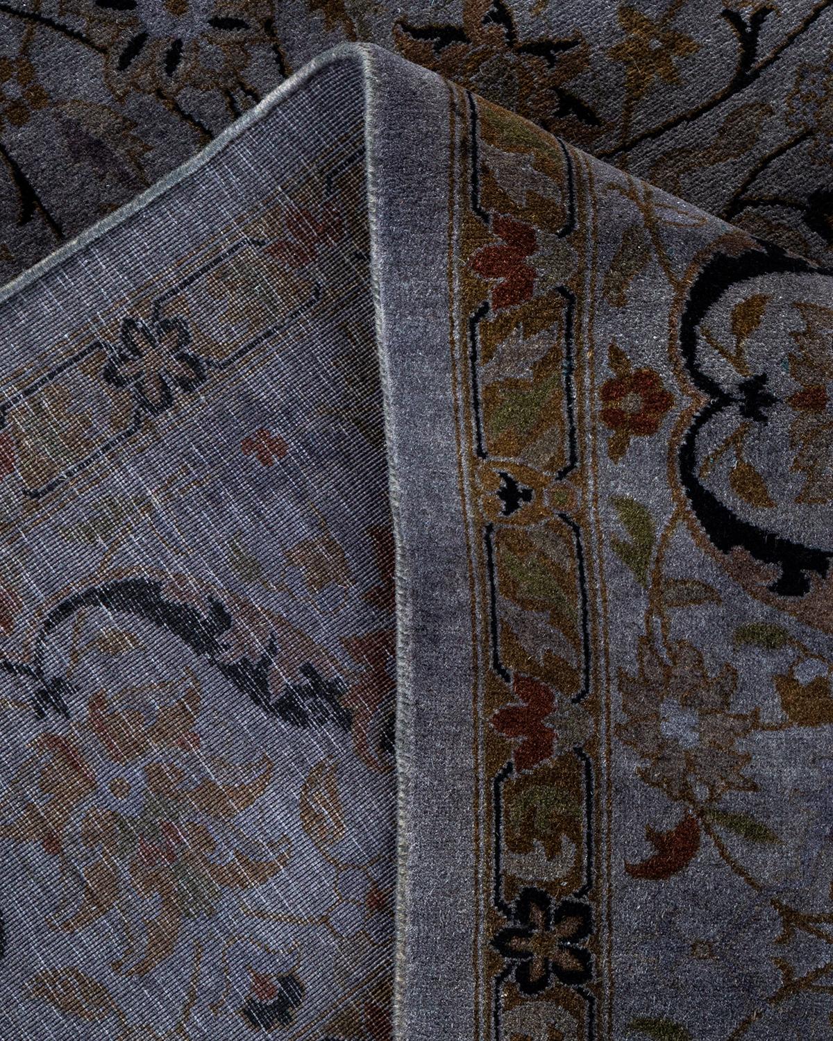 Lana Contemporary Overdyed Hand Knotted Wool Gray Area Rugs (Tappeto di lana grigio) in vendita