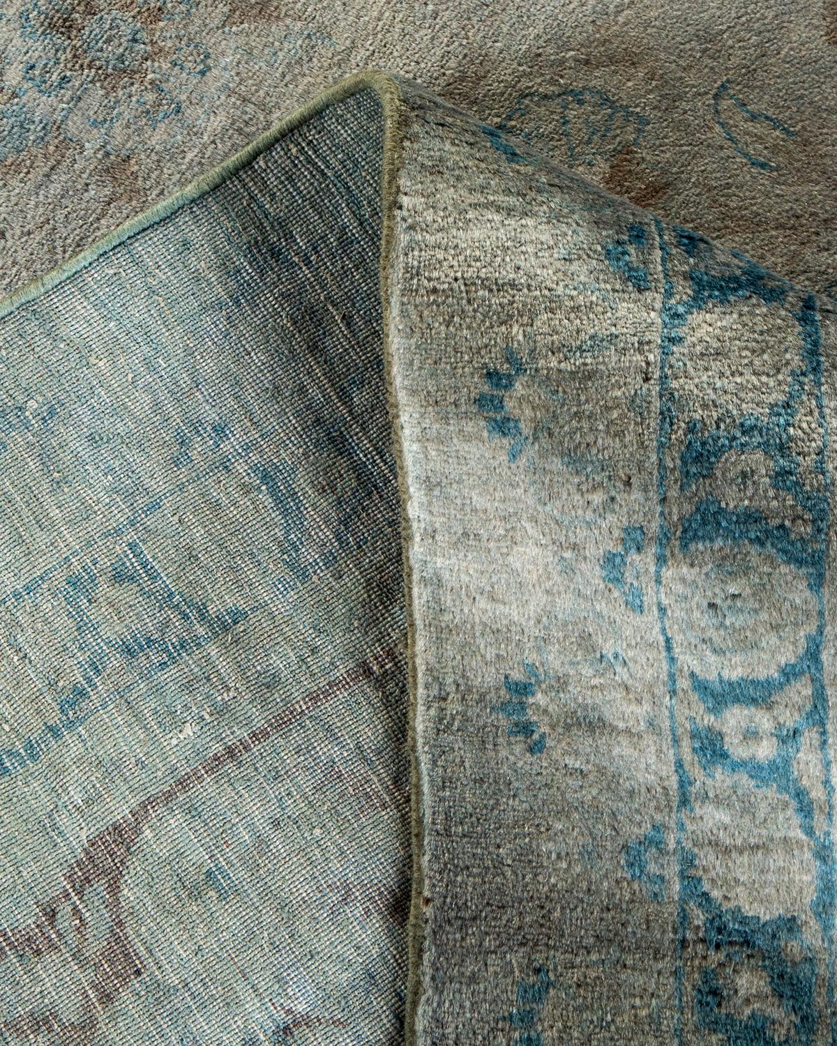 Alfombra de lana teñida a mano gris contemporánea Lana en venta