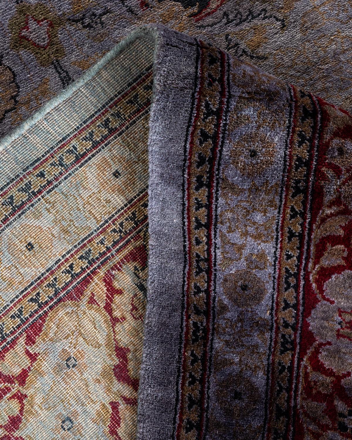Contemporary Overdyed Hand Knotted Wool Gray Area Rug For Sale 2
