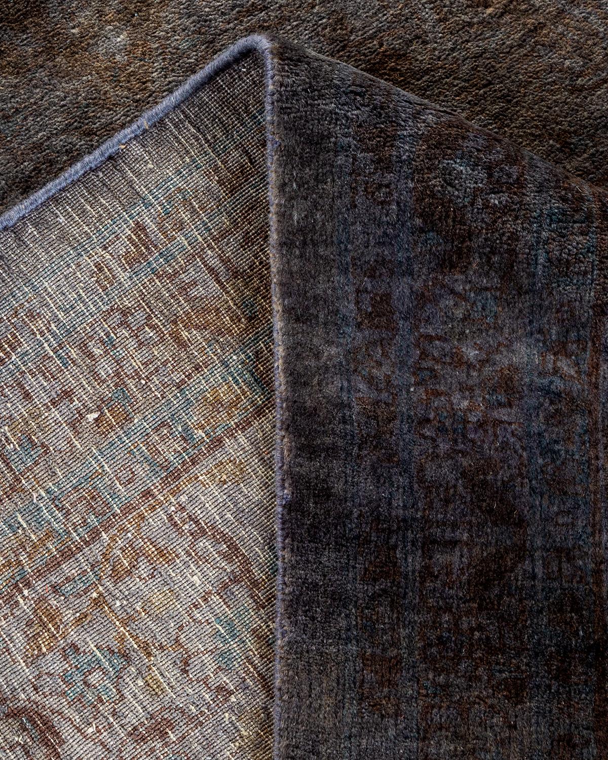 Lana Contemporary Overdyed Hand Knotted Wool Gray Area Rugs (Tappeto di lana grigio) in vendita