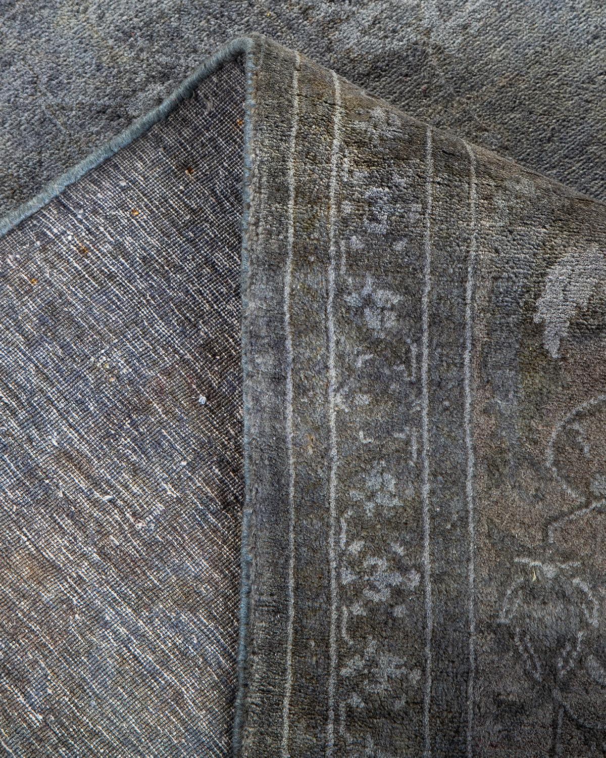 Lana Contemporary Overdyed Hand Knotted Wool Gray Area Rugs (Tappeto di lana grigio) in vendita