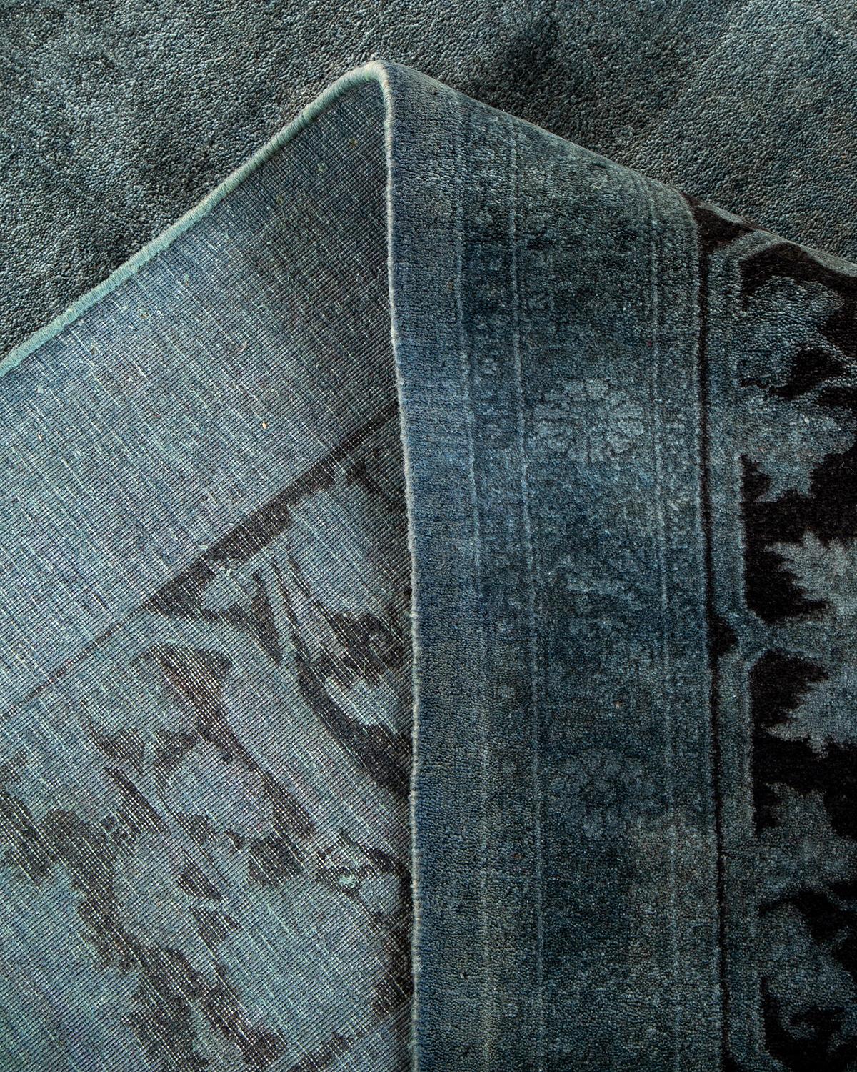 Lana Contemporary Overdyed Hand Knotted Wool Gray Area Rugs (Tappeto di lana grigio) in vendita