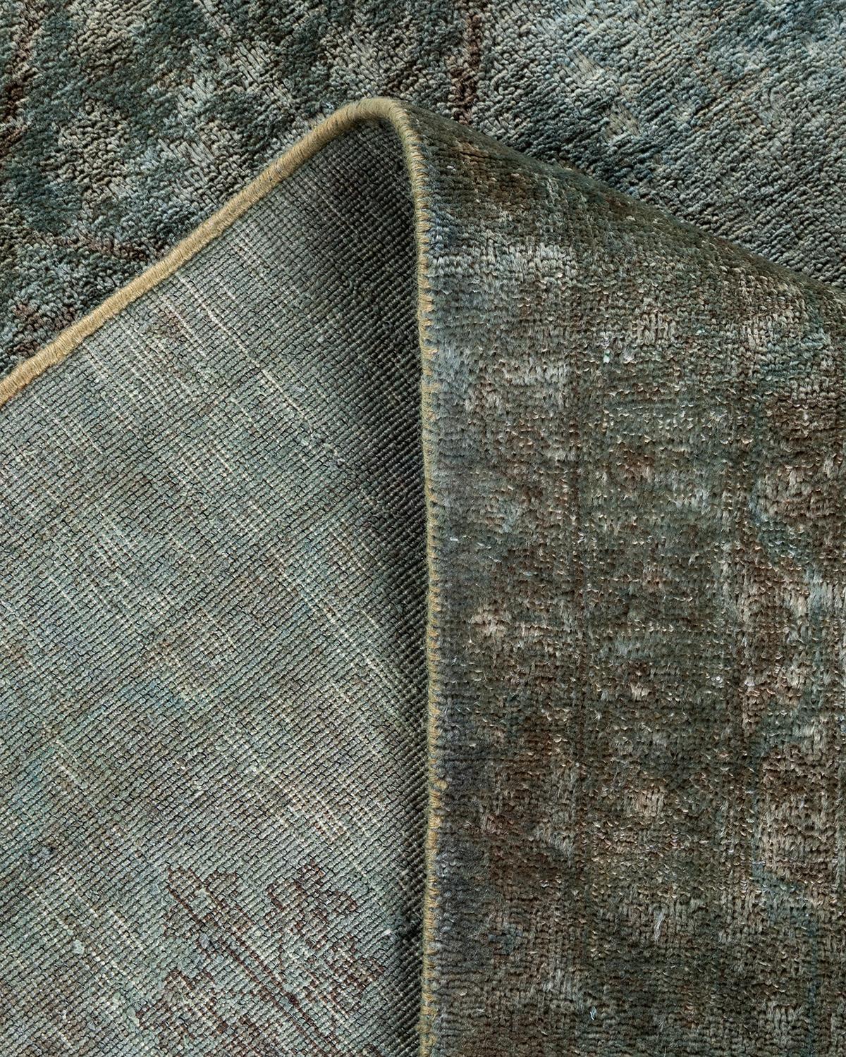 Lana Contemporary Overdyed Hand Knotted Wool Gray Area Rugs (Tappeto di lana grigio) in vendita