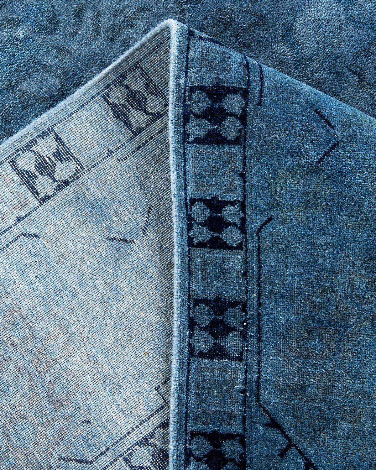 Lana Contemporary Overdyed Hand Knotted Wool Gray Area Rugs (Tappeto di lana grigio) in vendita