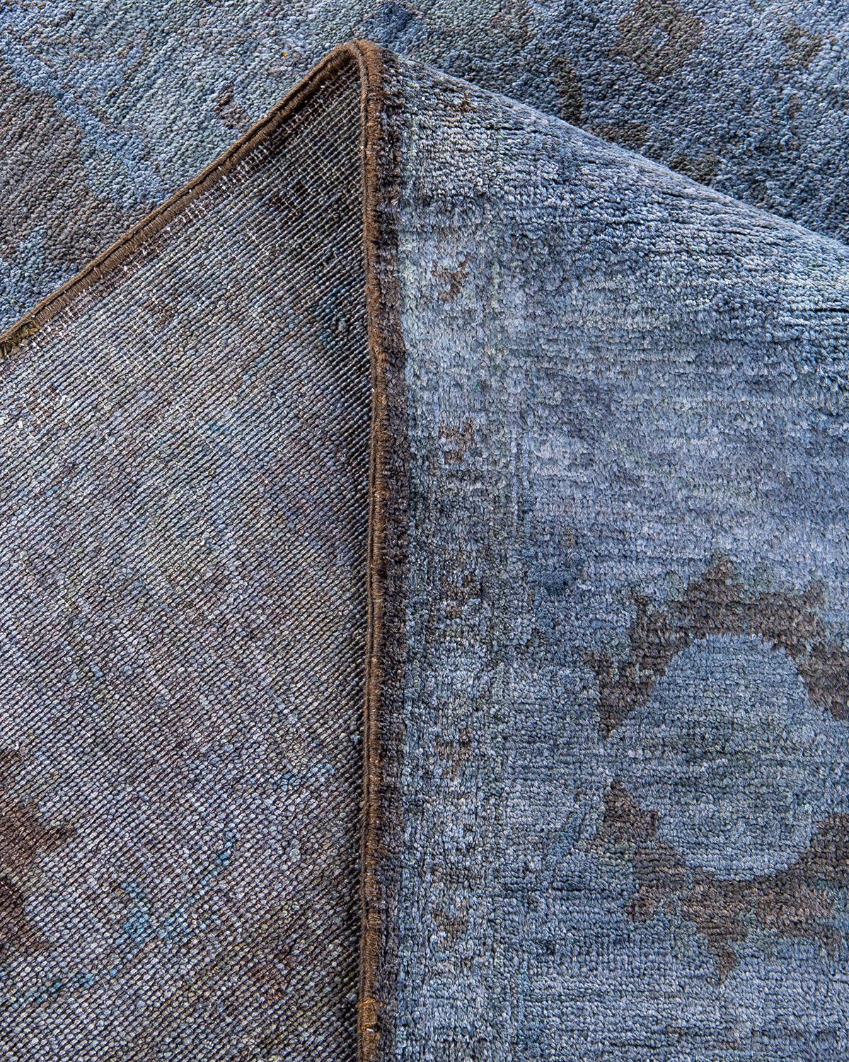 Lana Contemporary Overdyed Hand Knotted Wool Gray Area Rugs (Tappeto di lana grigio) in vendita