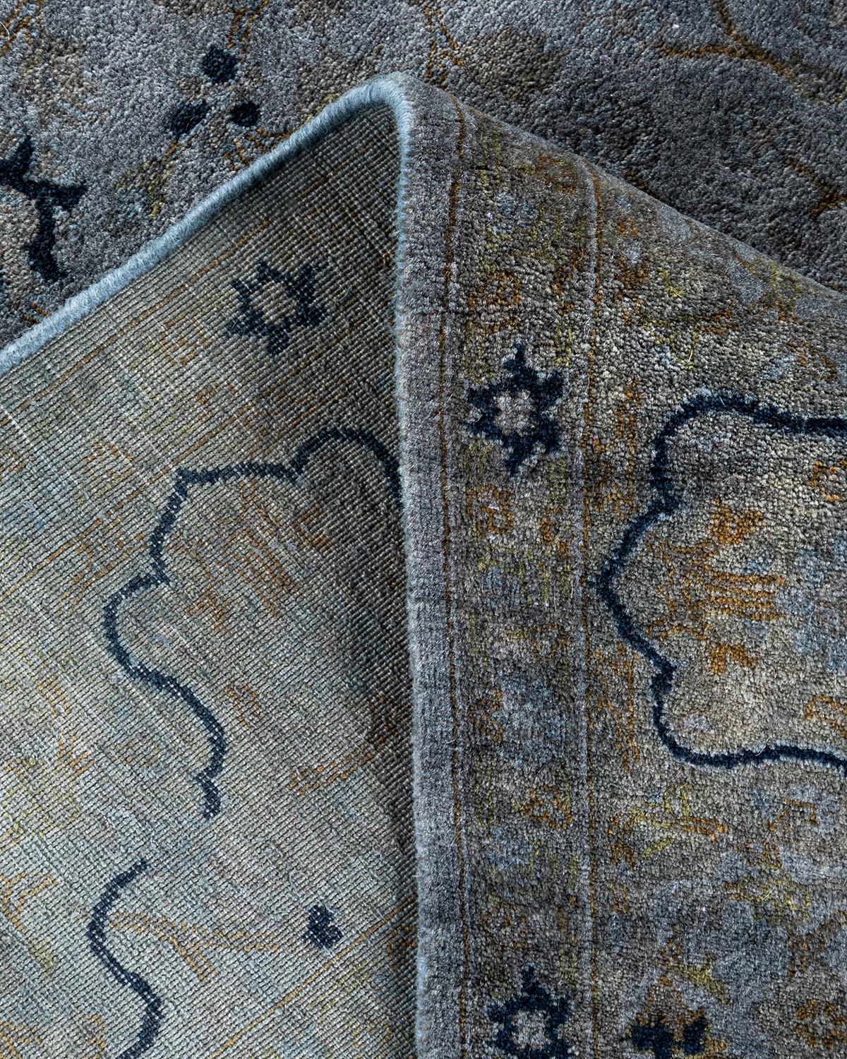Contemporary Overdyed Hand Knotted Wool Gray Area Rug (Wolle) im Angebot
