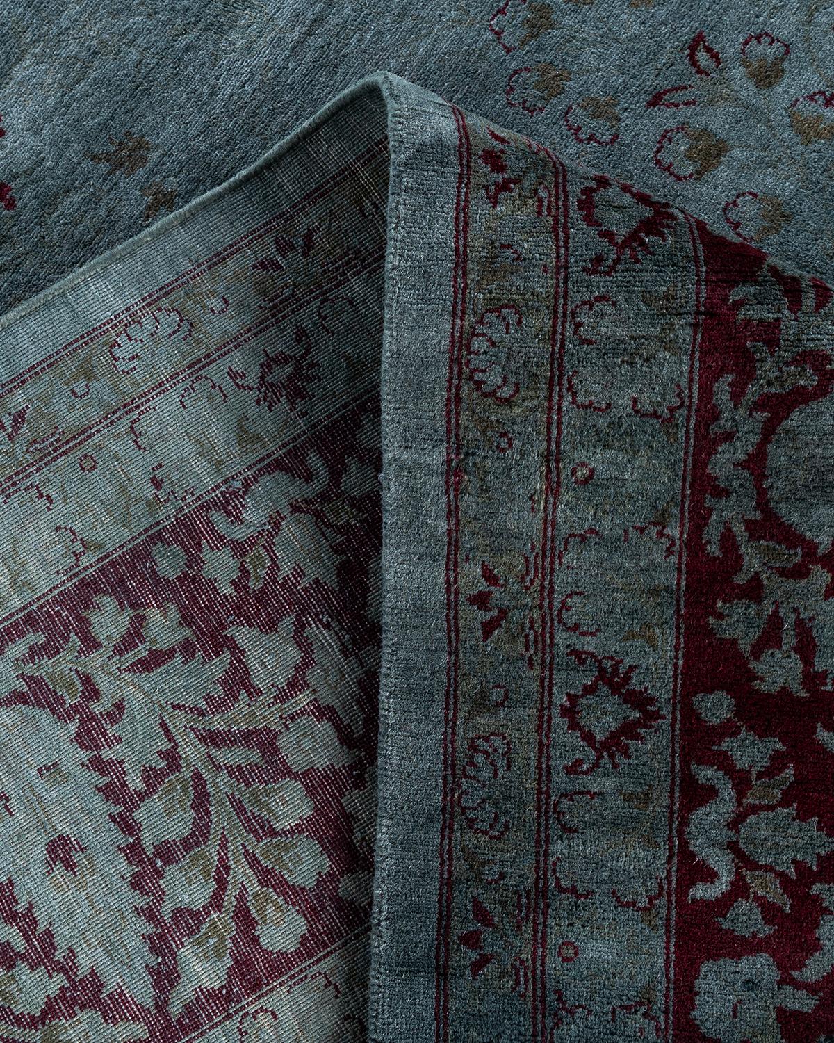 Lana Contemporary Overdyed Hand Knotted Wool Gray Area Rugs (Tappeto di lana grigio) in vendita