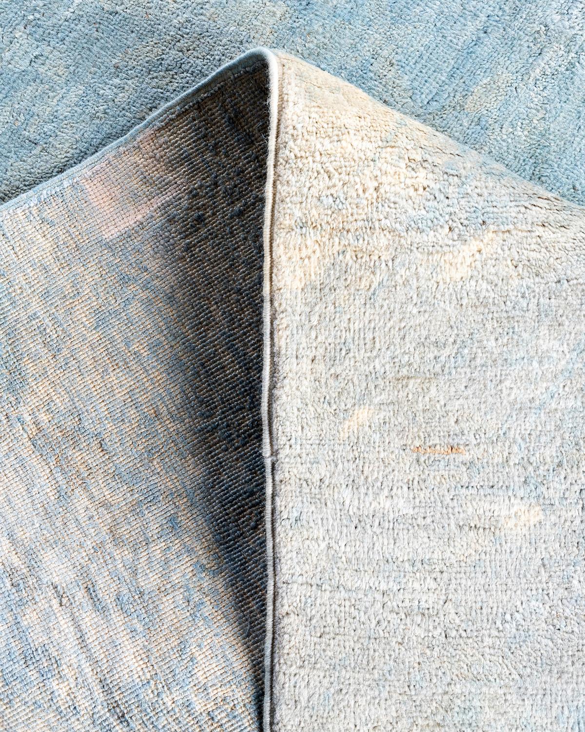 Alfombra de lana teñida a mano gris contemporánea Lana en venta