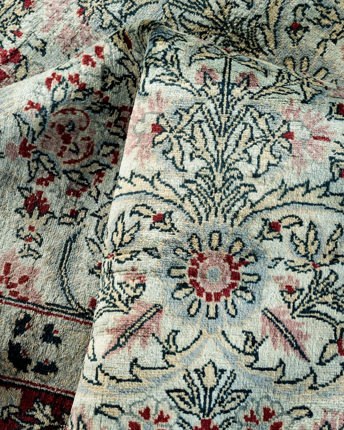 Contemporary Overdyed Hand Knotted Wool Gray Area Rug im Angebot 1