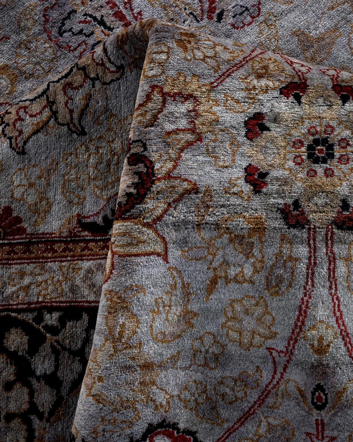 Contemporary Overdyed Hand Knotted Wool Gray Area Rugs (Tappeto di lana grigio) in vendita 1
