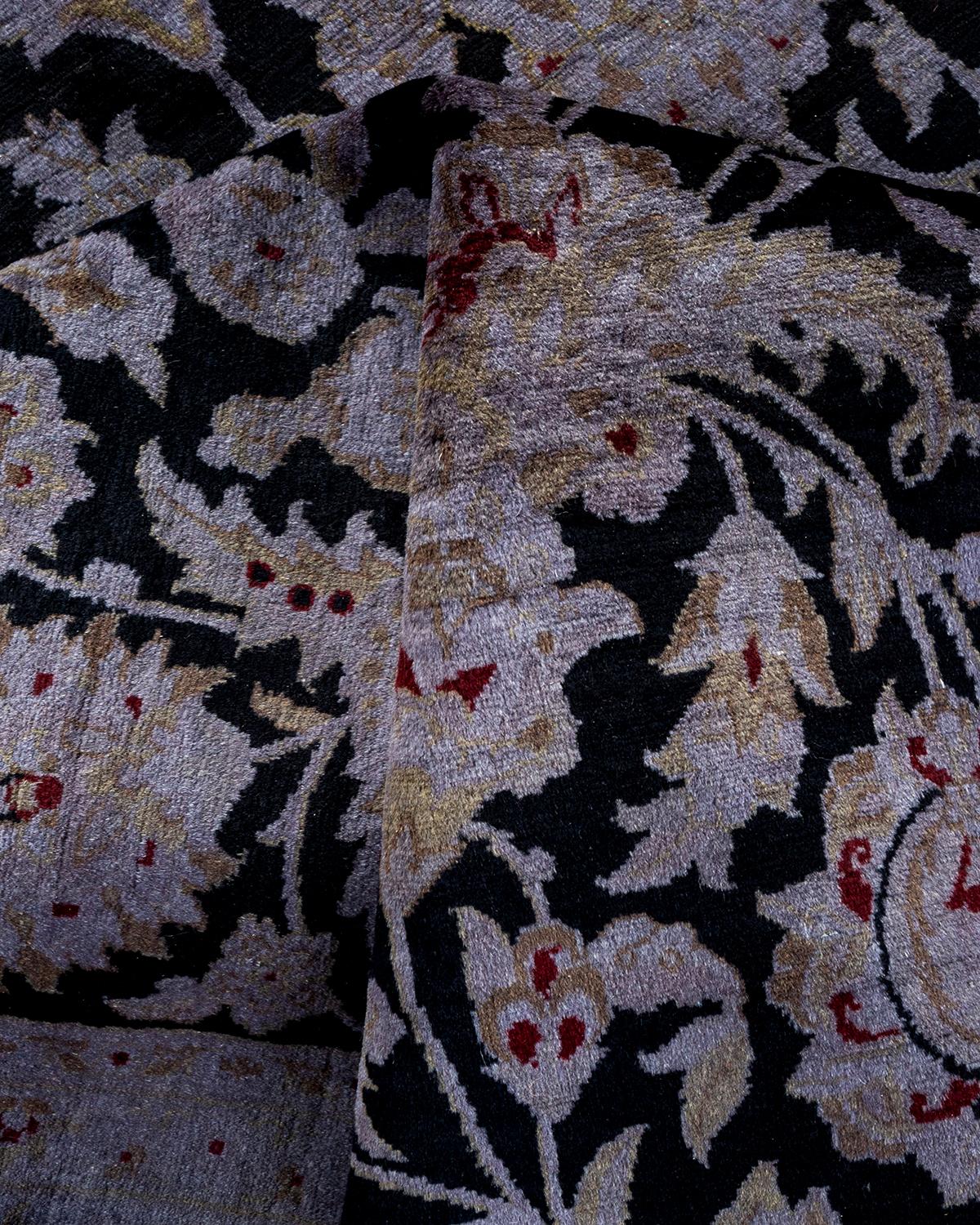 Alfombra de lana teñida a mano gris contemporánea en venta 1