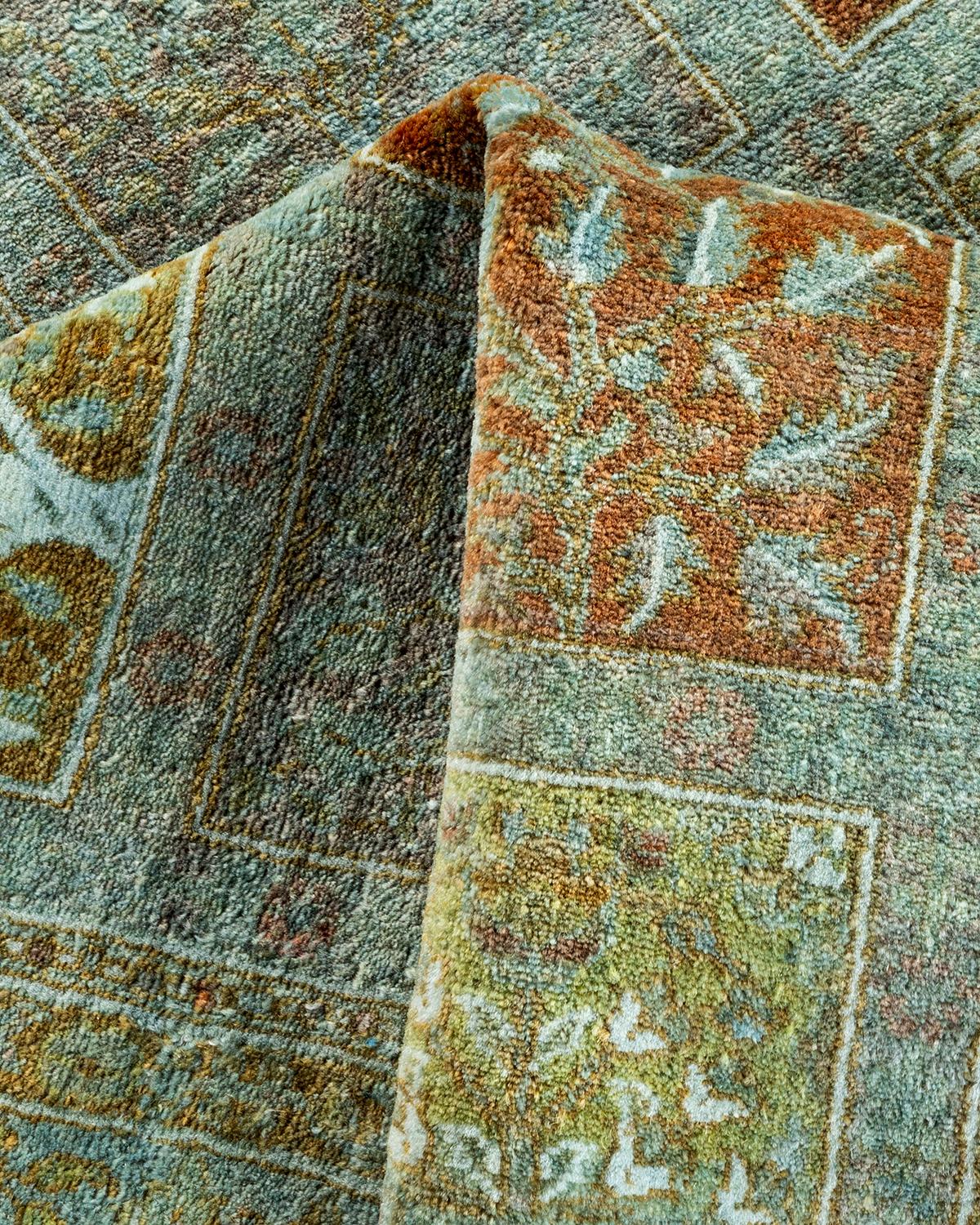 Contemporary Overdyed Hand Knotted Wool Gray Area Rug For Sale 3