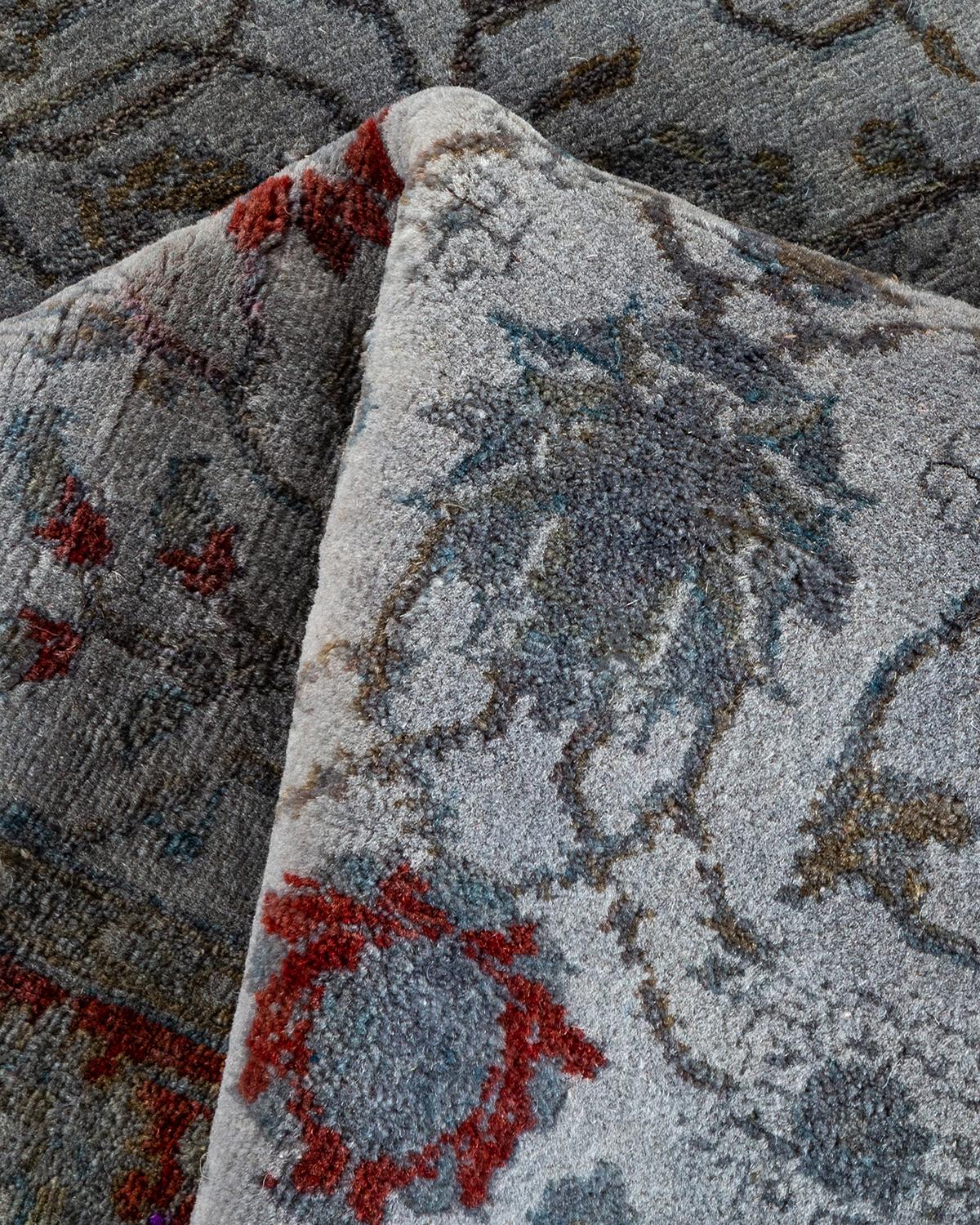 Contemporary Overdyed Hand Knotted Wool Gray Area Rugs (Tappeto di lana grigio) in vendita 1