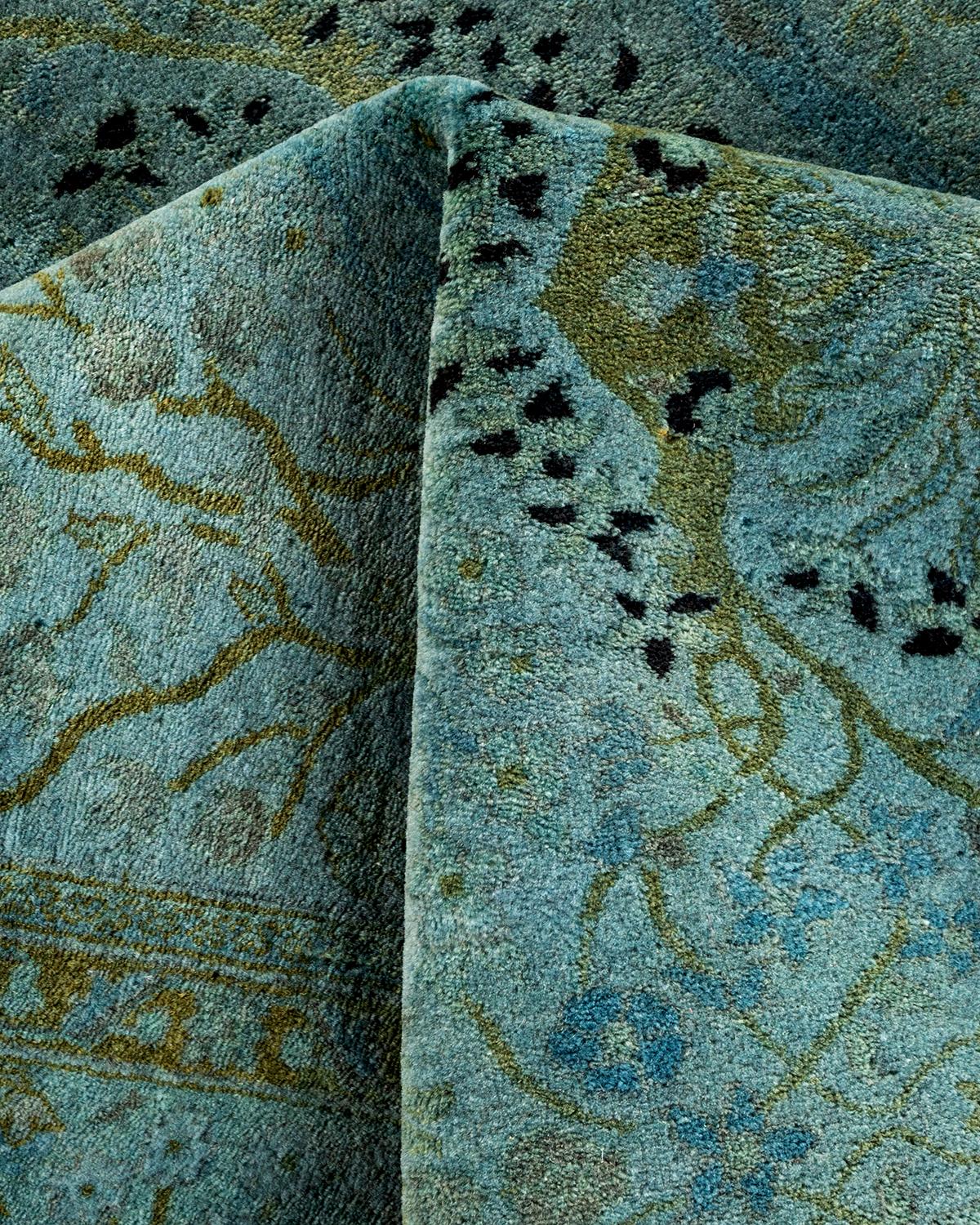 Contemporary Overdyed Hand Knotted Wool Gray Area Rug im Angebot 1
