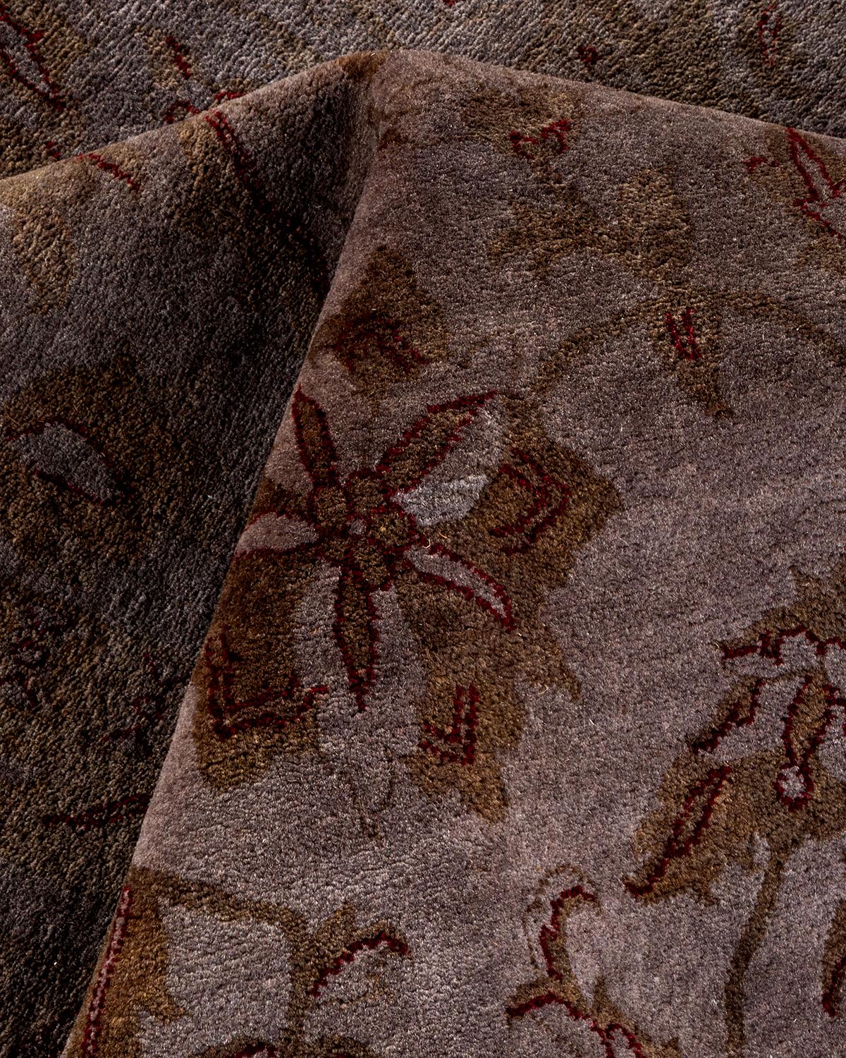 Contemporary Overdyed Hand Knotted Wool Gray Area Rug im Angebot 1