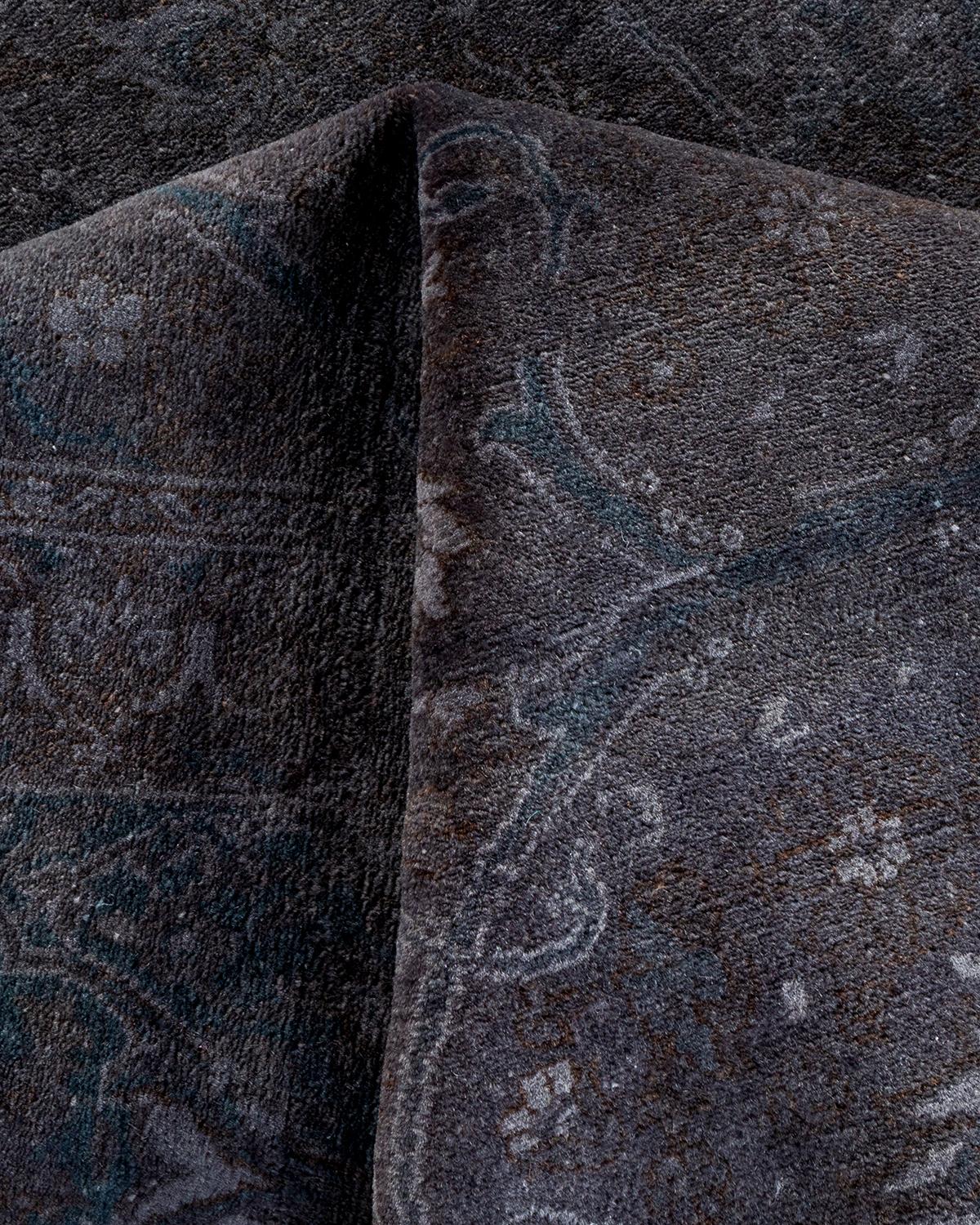 Alfombra de lana teñida a mano gris contemporánea en venta 1