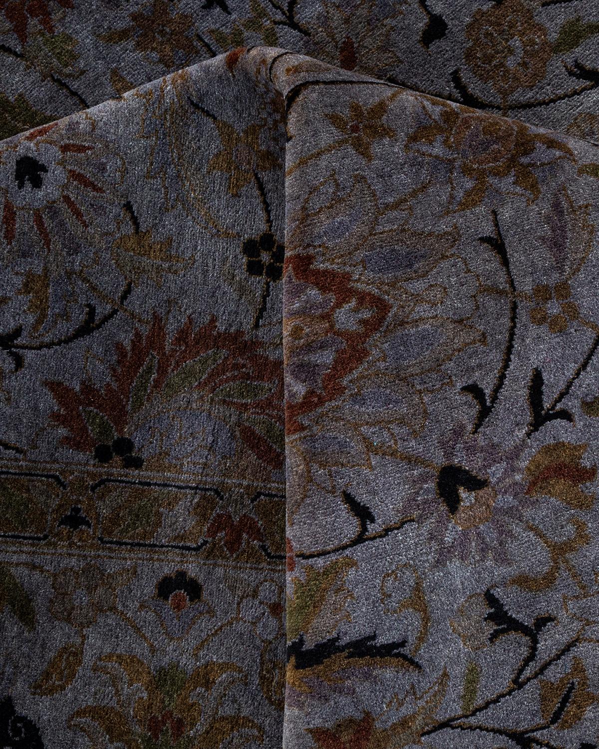 Contemporary Overdyed Hand Knotted Wool Gray Area Rugs (Tappeto di lana grigio) in vendita 1