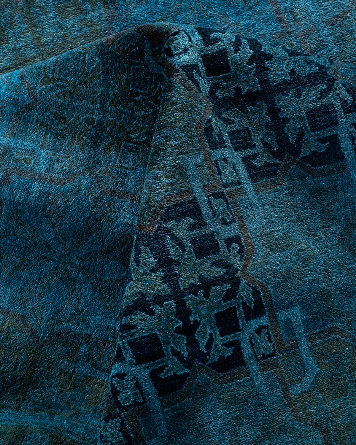 Contemporary Overdyed Hand Knotted Wool Gray Area Rug im Angebot 1