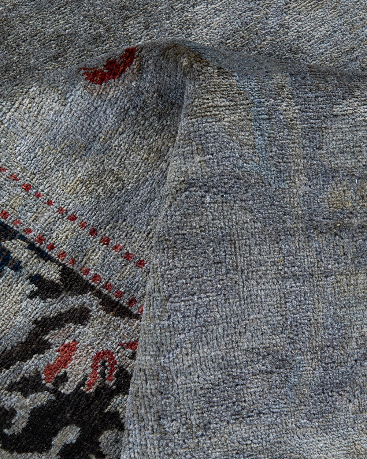 Contemporary Overdyed Hand Knotted Wool Gray Area Rug im Angebot 1